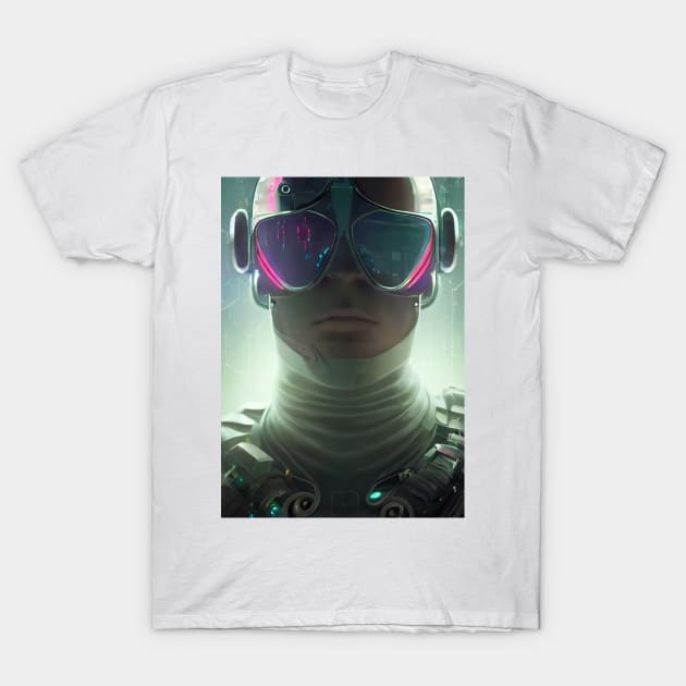 Portrait of a futuristic man with glasses. T-Shirt by Alekxemko